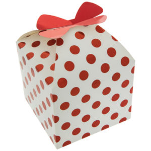 White & Red Polka Dot Treat Boxes With Bow