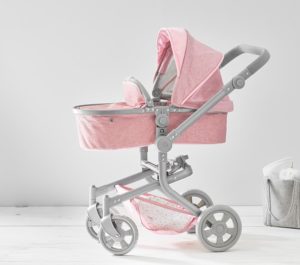 Pink Glitter Convertible 3-in-1 Doll Stroller