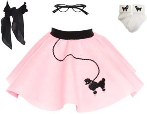 1950s Poodle Skirt with Scarf, Bobby Socks, and Glasses,