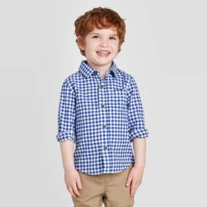 Toddler Boys’ Long Sleeve Woven Button-Down Shirt – Cat & Jack™ Blue