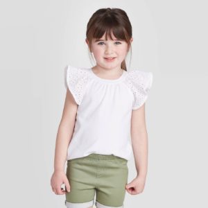 Toddler Girls’ Short Sleeve Eyelet T-Shirt – Cat & Jack™ White