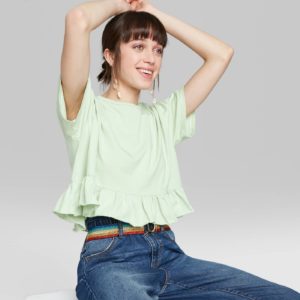 Women’s Short Sleeve Cropped Peplum T-Shirt – Wild Fable™