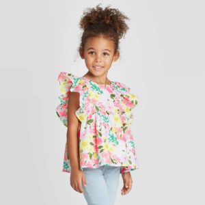 Toddler Girls’ Floral Woven Blouse with Shine – Cat & Jack™ Pink
