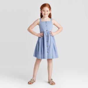 Girls’ Button-Front Chambray Dress – Cat & Jack™ Blue