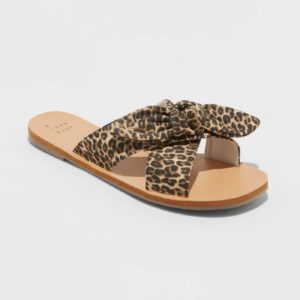 Women’s Livia Leopard Knotted Bow Slide Sandals – A New Day™