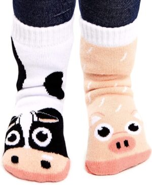 Cow & Pig Mismatched for | Kids Boys Socks Girls