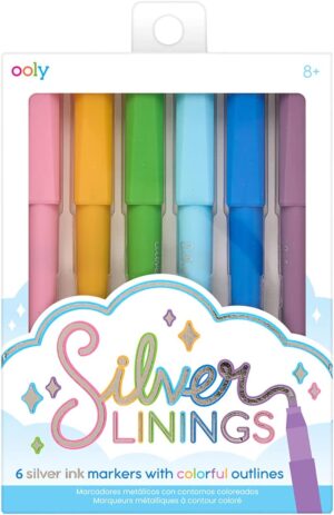 Ooly, Silver Linings Outline Markers – Set of 6