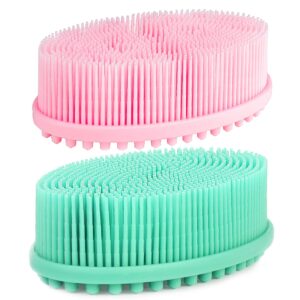 Wet Dry Brushing, Silicone Body Scrubber for Gentle Exfoliating o