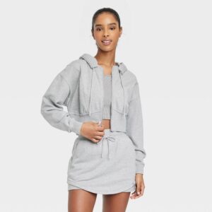 Women’s Full Zip French Terry Cropped Hooded Sweatshirt